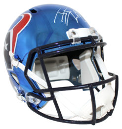 JJ Watt Autographed Houston Texans Chrome Replica Helmet As Is JSA 25351