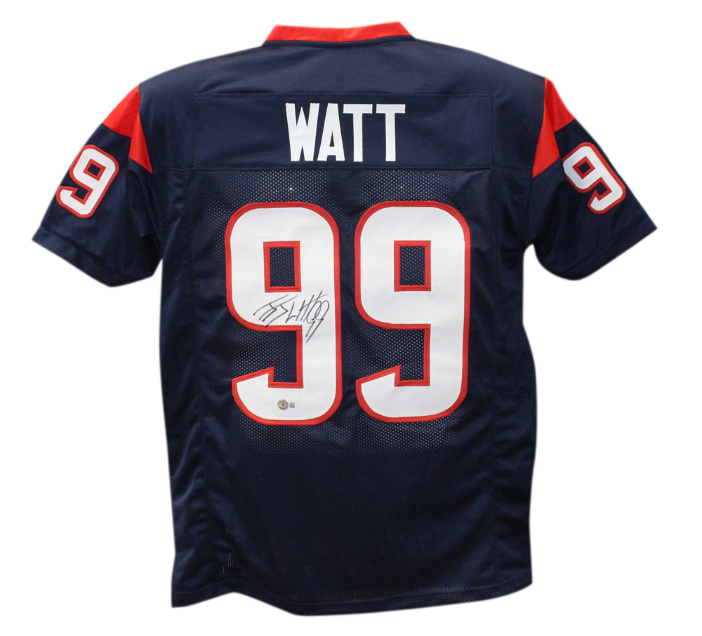 JJ Watt Autographed/Signed Pro Style Blue XL Jersey Beckett