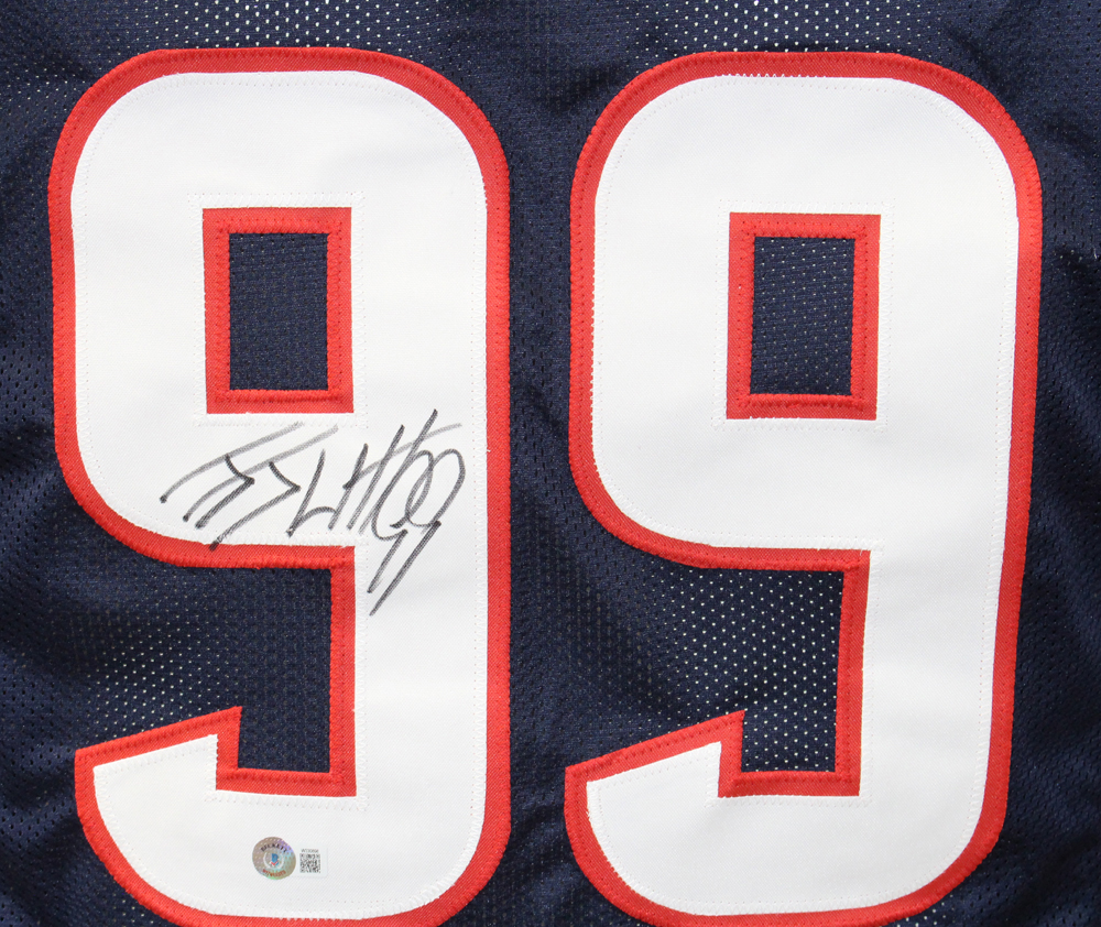 JJ Watt Autographed/Signed Pro Style Blue XL Jersey Beckett