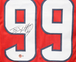 JJ Watt Autographed/Signed Pro Style Red XL Jersey Beckett
