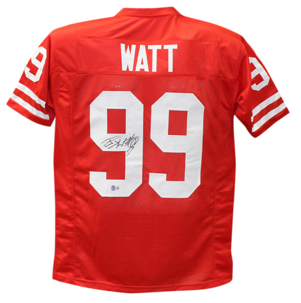 JJ Watt Autographed/Signed Pro Style Red XL Jersey Beckett