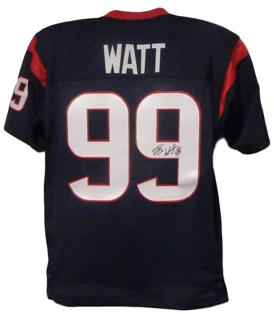 JJ Watt Autographed/Signed Pro Style Blue XL Jersey JSA 13761