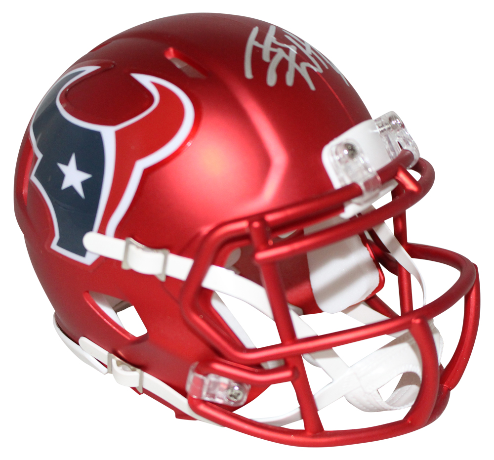 JJ Watt Autographed/Signed Houston Texans Blaze Mini Helmet JSA 28988