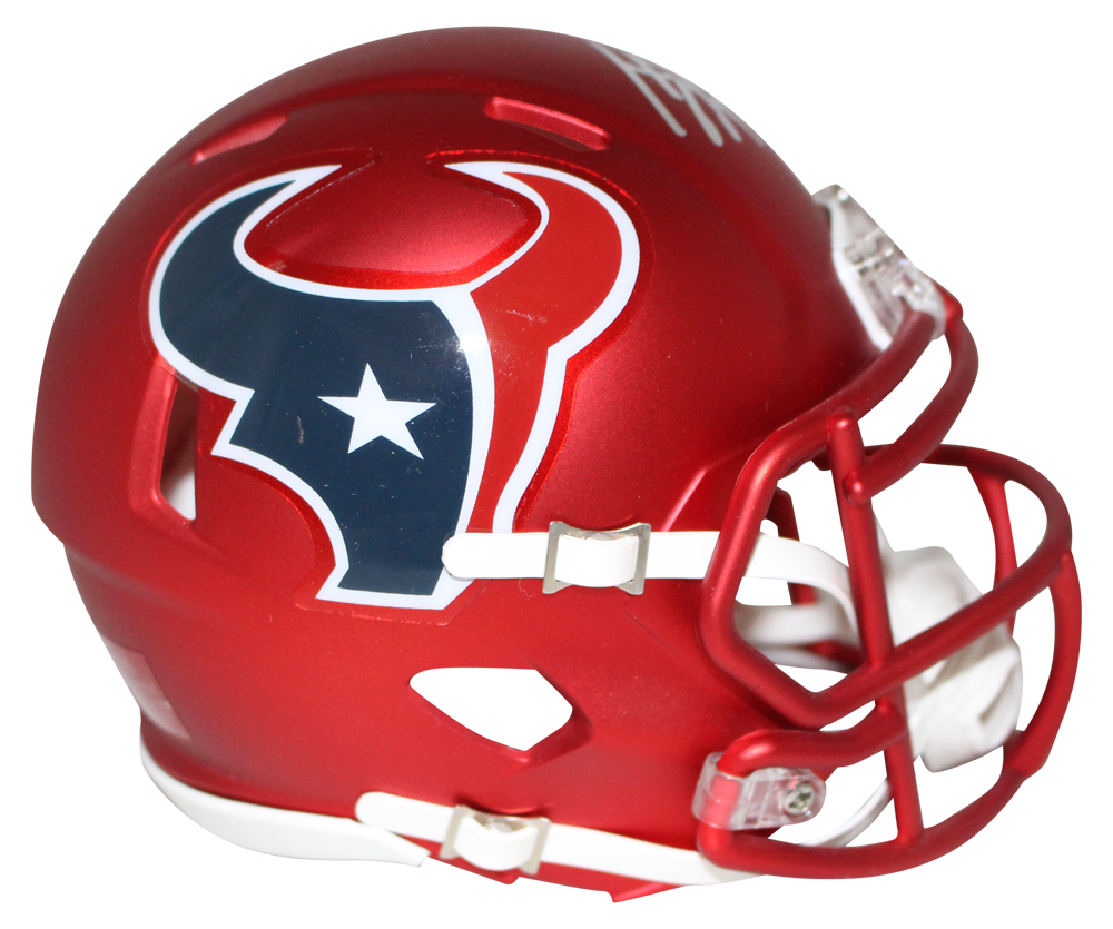 JJ Watt Autographed/Signed Houston Texans Blaze Mini Helmet JSA 28988
