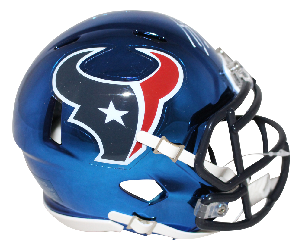 JJ Watt Autographed/Signed Houston Texans Chrome Mini Helmet JSA 28987