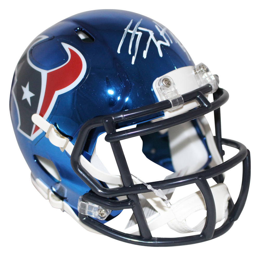 JJ Watt Autographed/Signed Houston Texans Chrome Mini Helmet JSA 28987