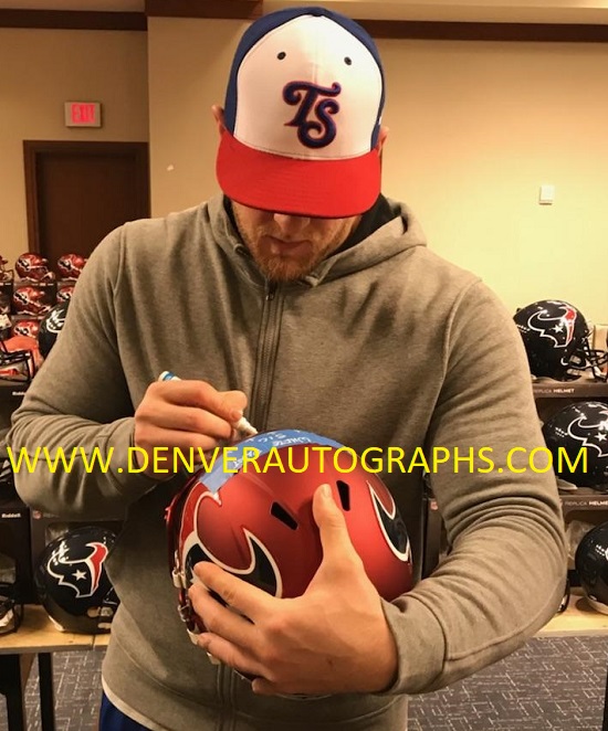 JJ Watt Autographed/Signed Houston Texans F/S Blaze Helmet JSA 21419