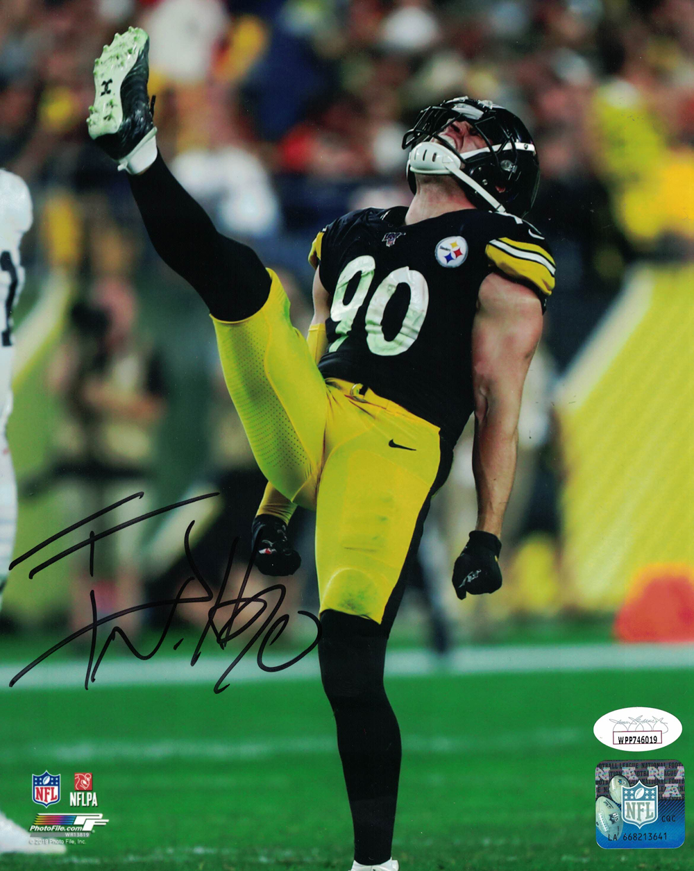 TJ Watt Autographed/Signed Pittsburgh Steelers 8x10 Photo JSA 25940 PF