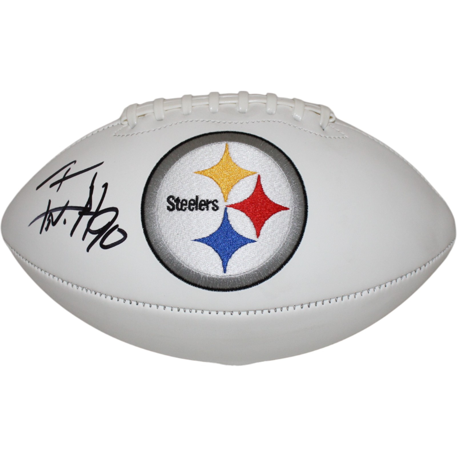 TJ Watt Autographed/Signed Pittsburgh Steelers Logo Football Beckett
