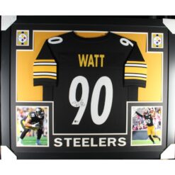 TJ Watt Autographed Pro Style Black XL Framed Jersey 35x43 Beckett 51244