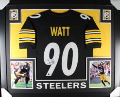 TJ Watt Autographed/Signed Pro Style Black XL Framed Jersey Beckett 51244