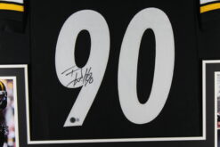 TJ Watt Autographed/Signed Pro Style Black XL Framed Jersey Beckett 51244