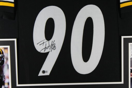 TJ Watt Autographed/Signed Pro Style Black XL Framed Jersey Beckett 51244