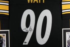 TJ Watt Autographed/Signed Pro Style Black XL Framed Jersey 35x43 Beckett 53768