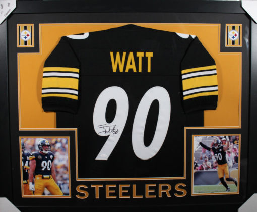 TJ Watt Autographed/Signed Pittsburgh Steelers Framed Black XL Jersey JSA 18126