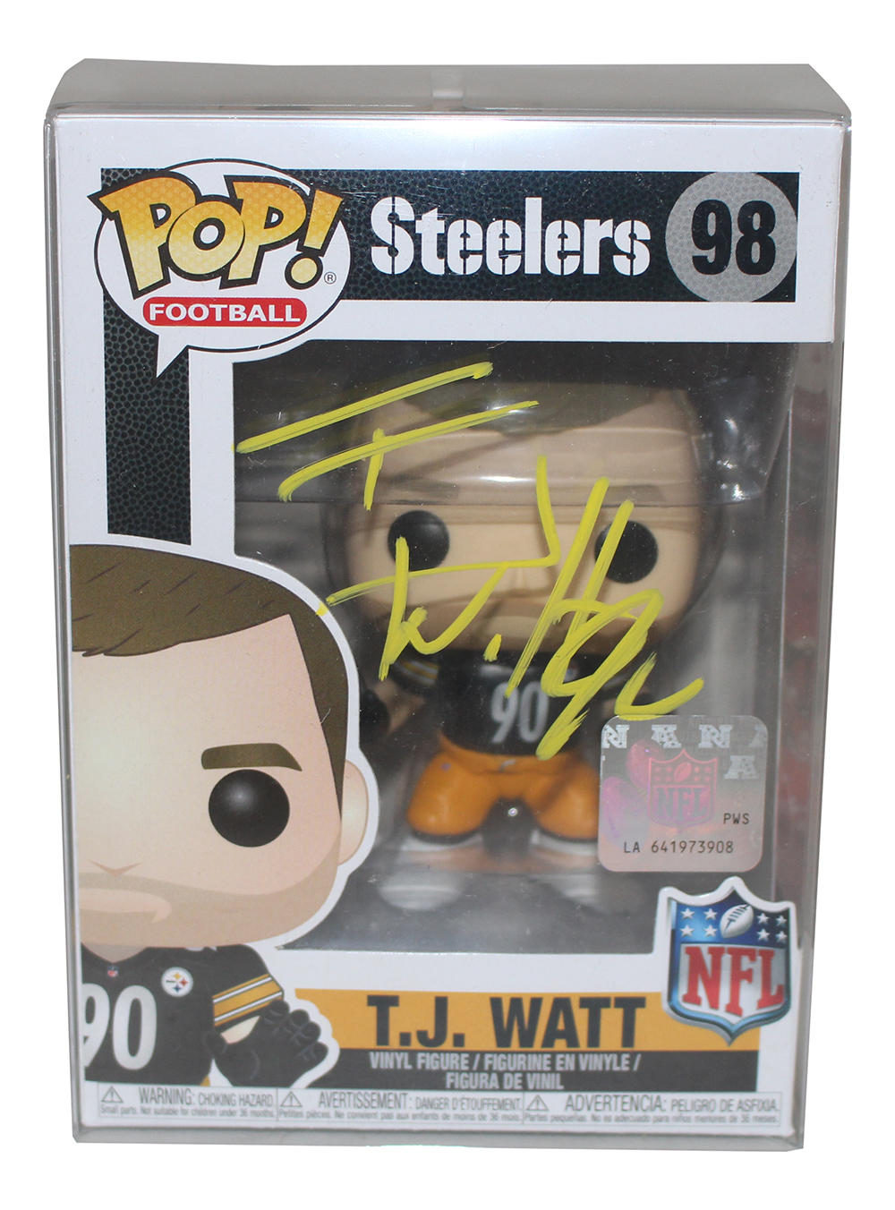 TJ Watt Autographed/Signed Pittsburgh Steelers NFL Funko Pop #98 JSA 28465