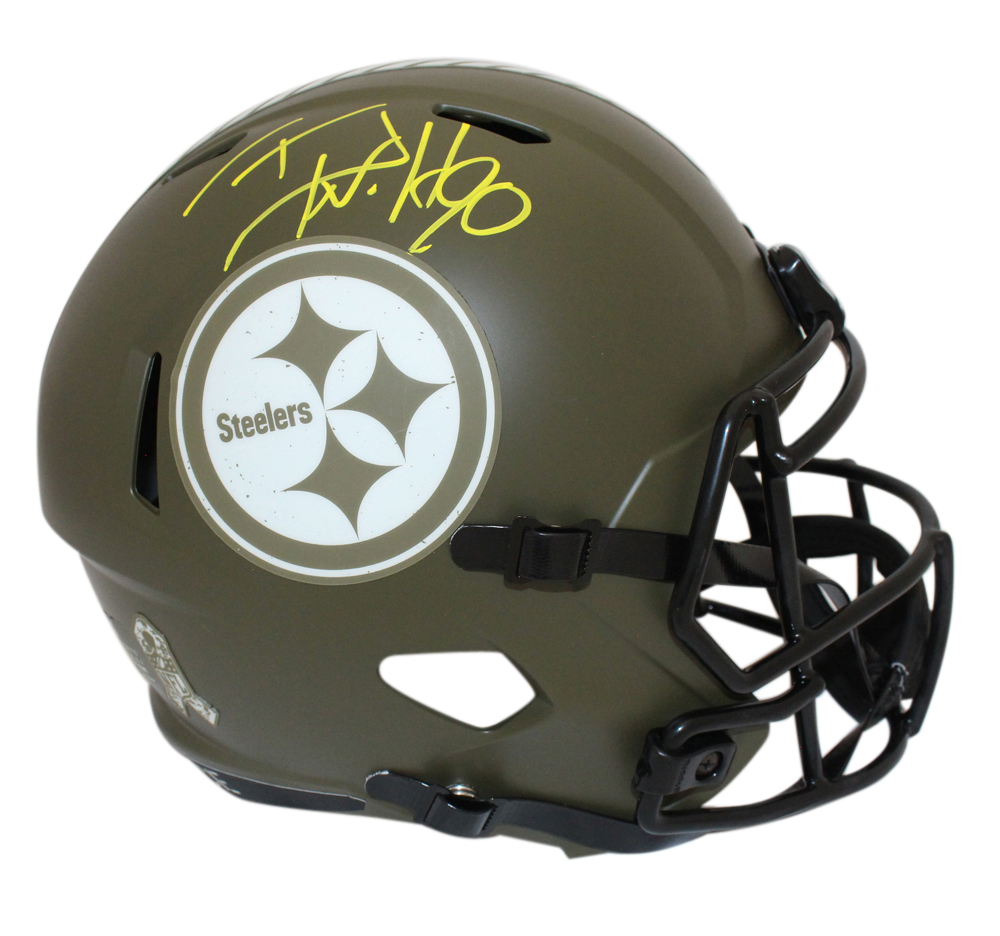 TJ Watt Signed Pittsburgh Steelers F/S Salute Helmet Beckett