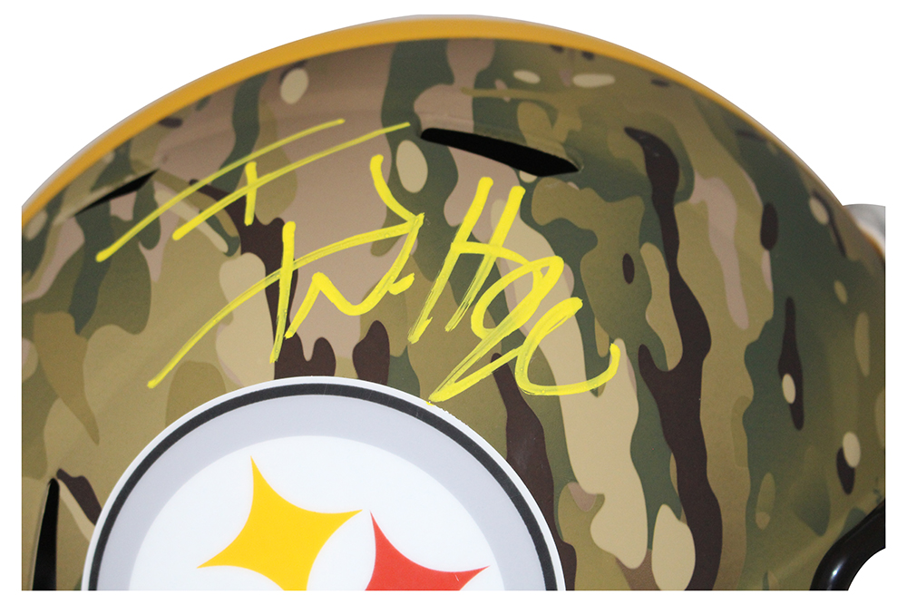 TJ Watt Autographed Pittsburgh Steelers F/S Speed Camo Helmet BAS 29595