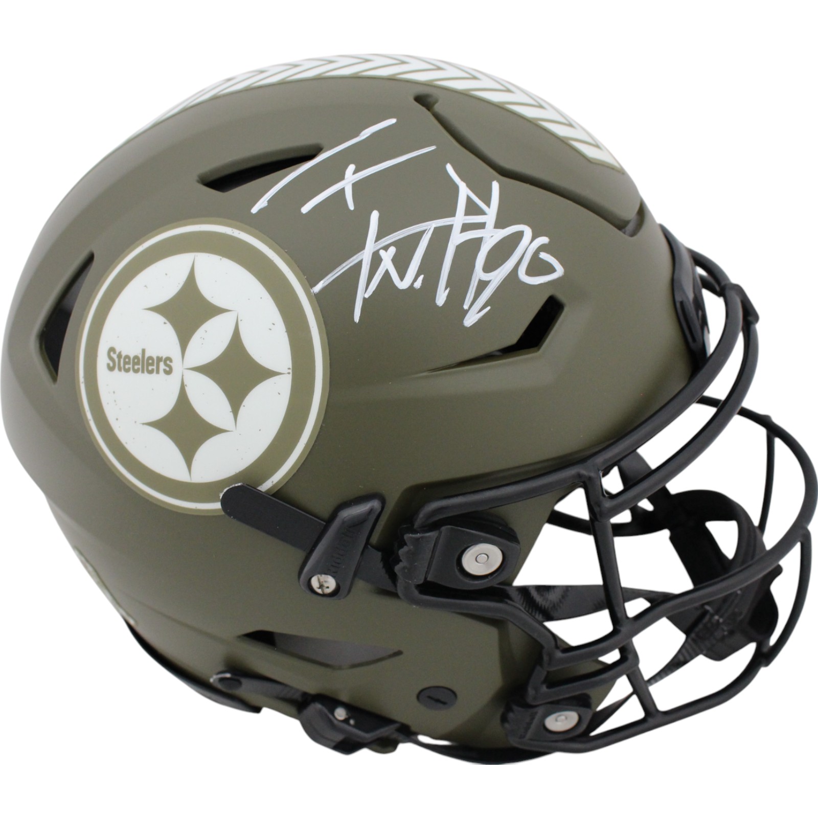 TJ Watt Autographed Pittsburgh Steelers 22 STS Mini Helmet Beckett Witness 48968