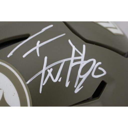 TJ Watt Autographed Pittsburgh Steelers 22 STS Mini Helmet Beckett Witness 48968