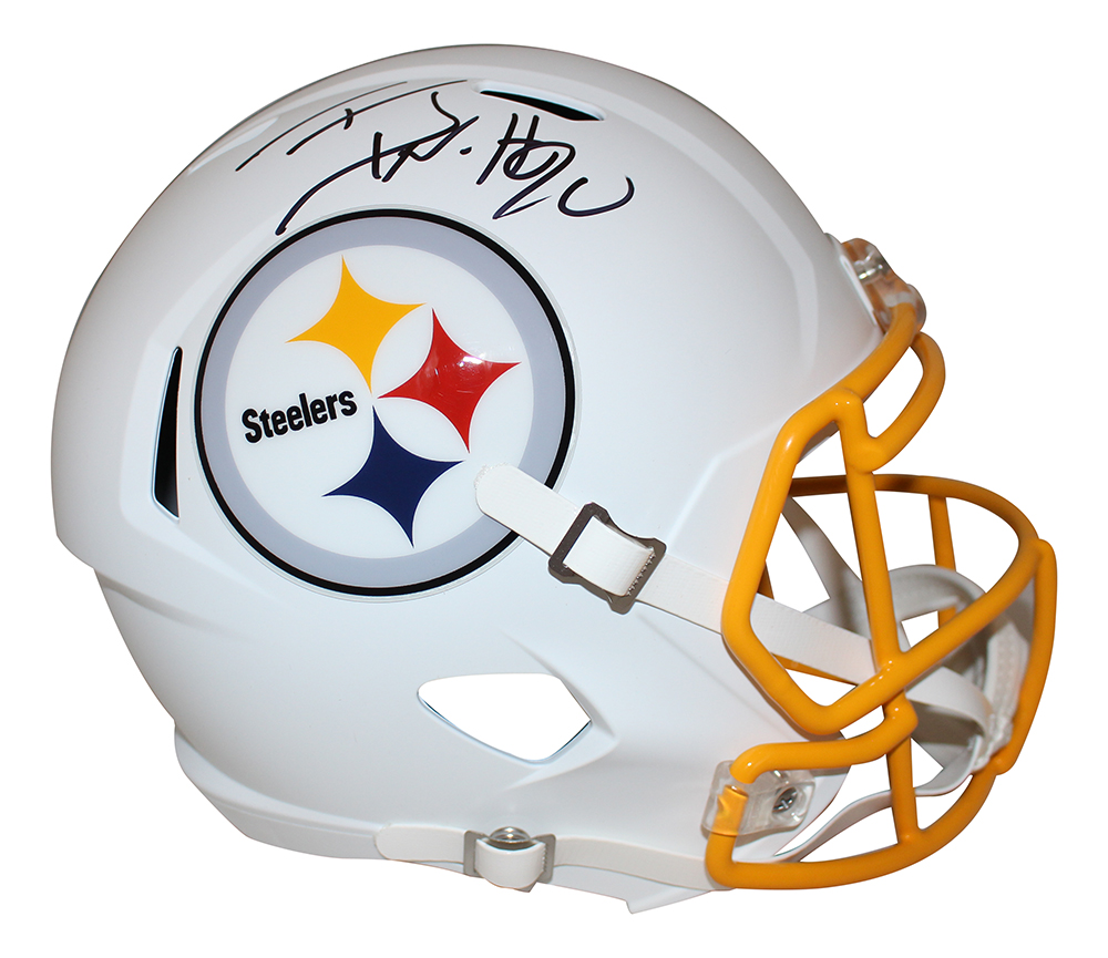 TJ Watt Autographed/Signed Pittsburgh Steelers F/S Flat White Helmet JSA 28474