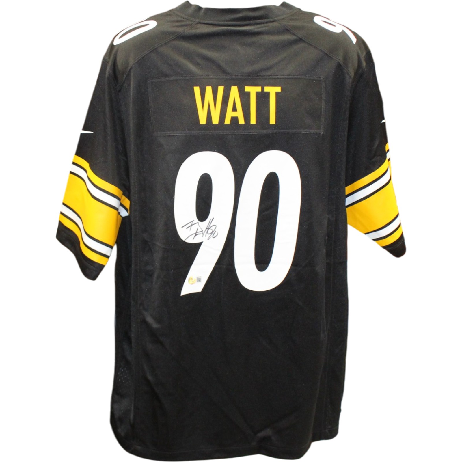 TJ Watt Autographed Pittsburgh Steelers Nike Black Size XL Jersey Beckett 56203
