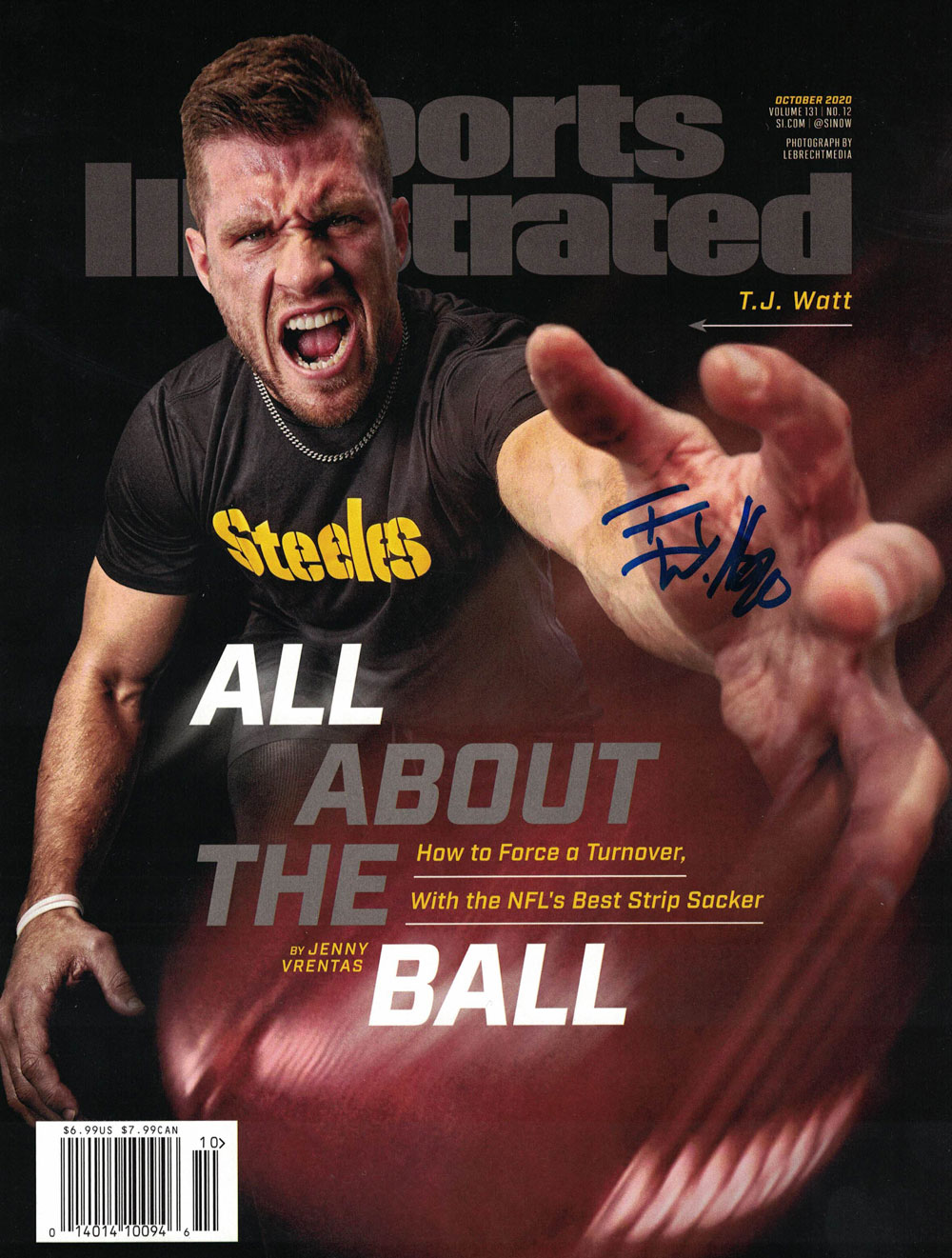 TJ Watt Signed Pittsburgh Steelers Oct 2020 Sports Illustrated Magazine BAS 29000