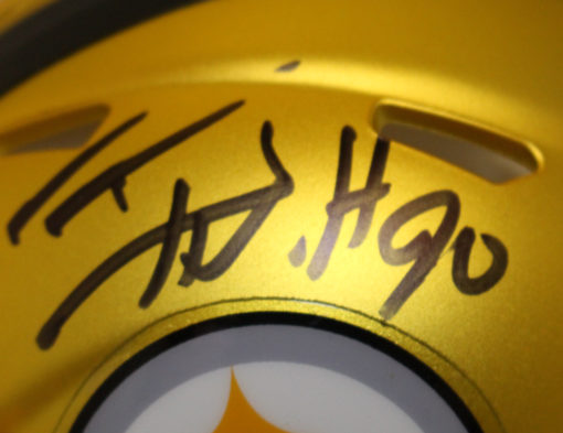 TJ Watt Autographed/Signed Pittsburgh Steelers Blaze Mini Helmet BAS