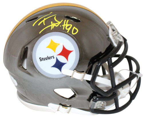 TJ Watt Autographed/Signed Pittsburgh Steelers Chrome Mini Helmet JSA 25416