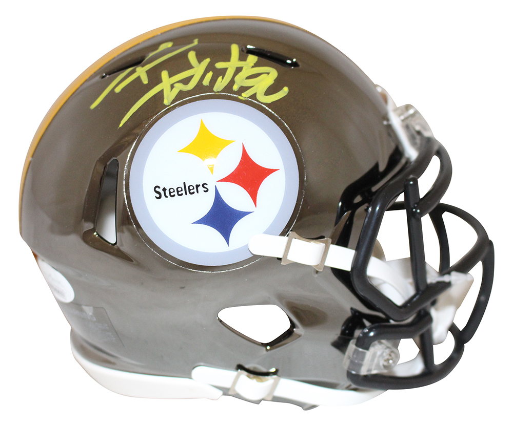 TJ Watt Autographed/Signed Pittsburgh Steelers Chrome Mini Helmet JSA 28469