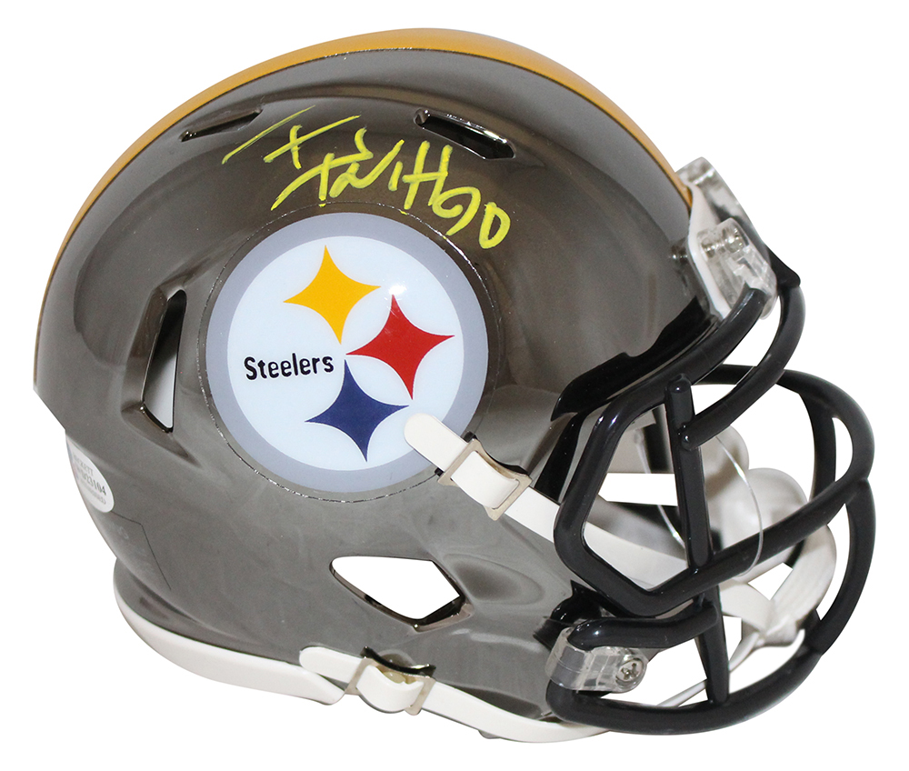 TJ Watt Autographed/Signed Pittsburgh Steelers Chrome Mini Helmet BAS 29594