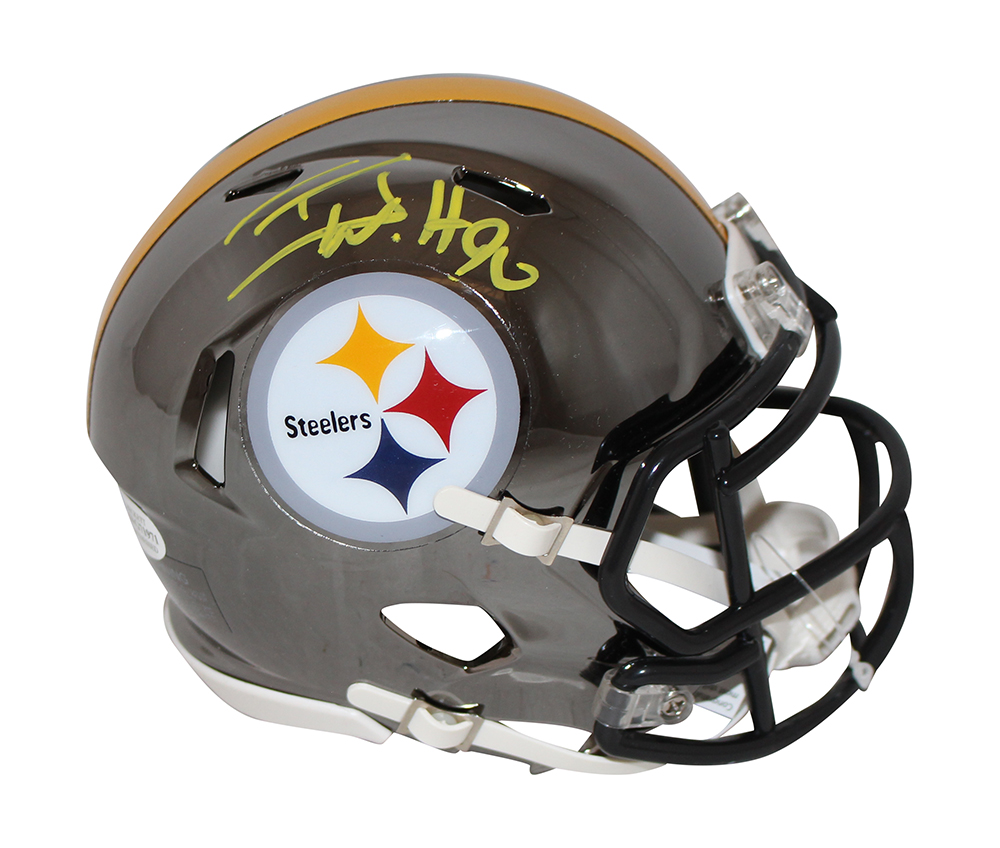 TJ Watt Autographed/Signed Pittsburgh Steelers Chrome Mini Helmet BAS 31254