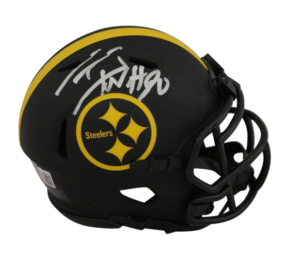 TJ Watt Autographed/Signed Pittsburgh Steelers Eclipse Mini Helmet BAS