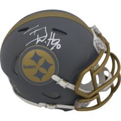 TJ Watt Autographed Pittsburgh Steelers Slate Mini Helmet Beckett Witness 48963