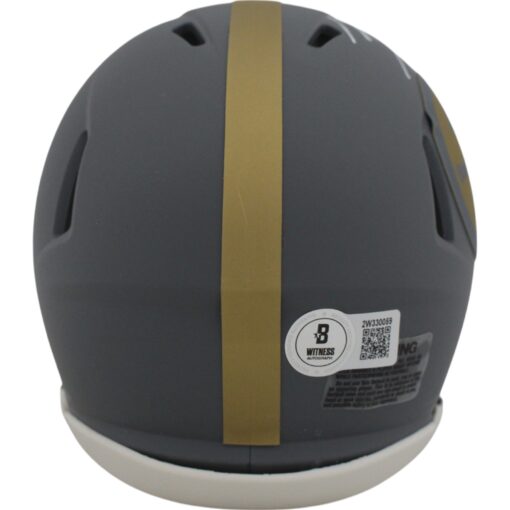 TJ Watt Autographed Pittsburgh Steelers Slate Mini Helmet Beckett Witness 48963