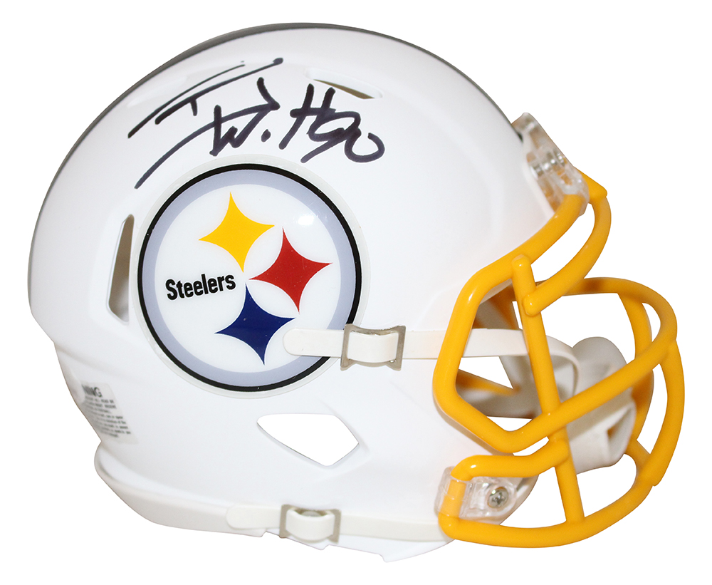 TJ Watt Autographed/Signed Pittsburgh Steelers Flat White Mini Helmet JSA 28467