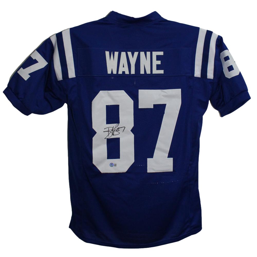 Reggie Wayne Autographed/Signed Pro Style Blue XL Jersey Beckett BAS