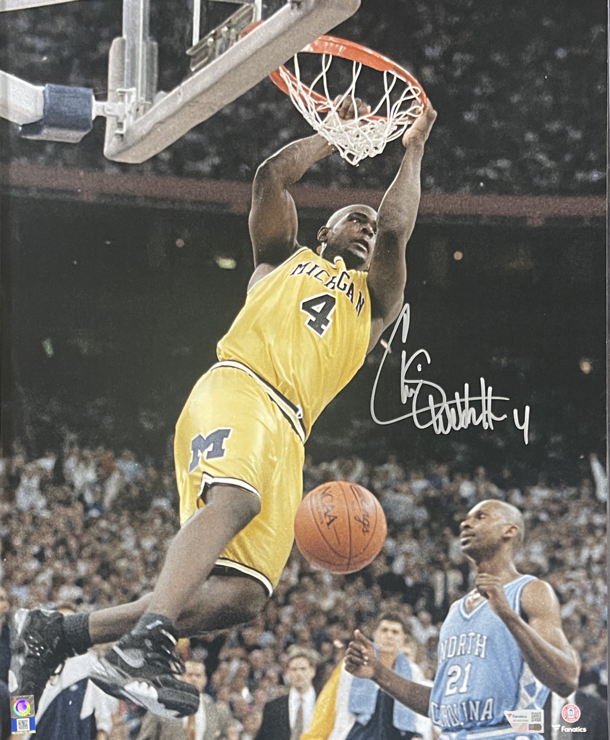 Chris Webber Autographed Michigan Wolverines 16x20 Photo FAN