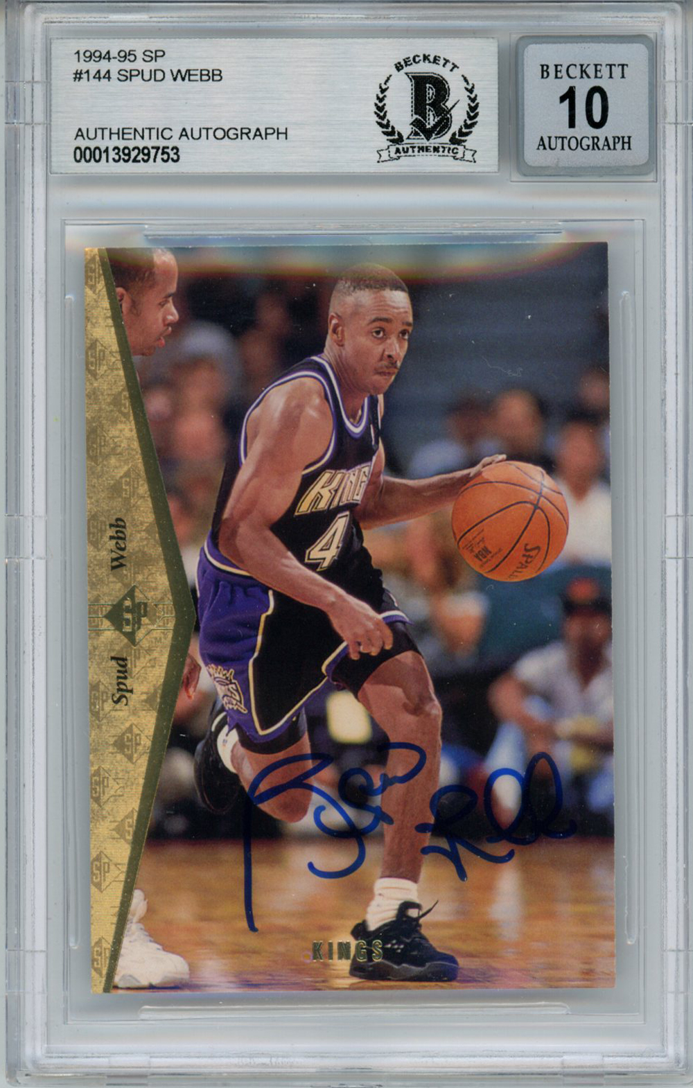 Spud Webb Signed 1994 Upper Deck SP #144 Trading Card Beckett 10 Slab