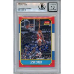 Spud Webb Autographed 1986 Fleer #120 Trading Card 10 Auto Slab Beckett 51914