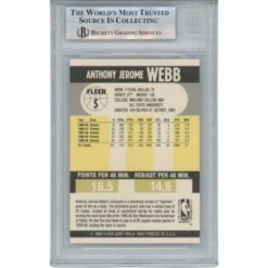 Spud Webb Autographed/Signed 1990 Fleer #5 Trading Card Slab Beckett 51920