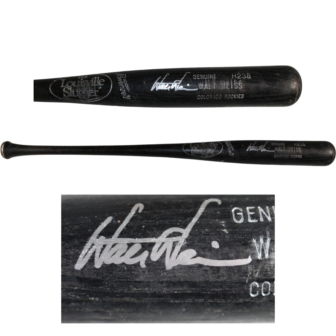 Walt Weiss Autographed Colorado Rockies Game Used LS Broken Black Bat 53926