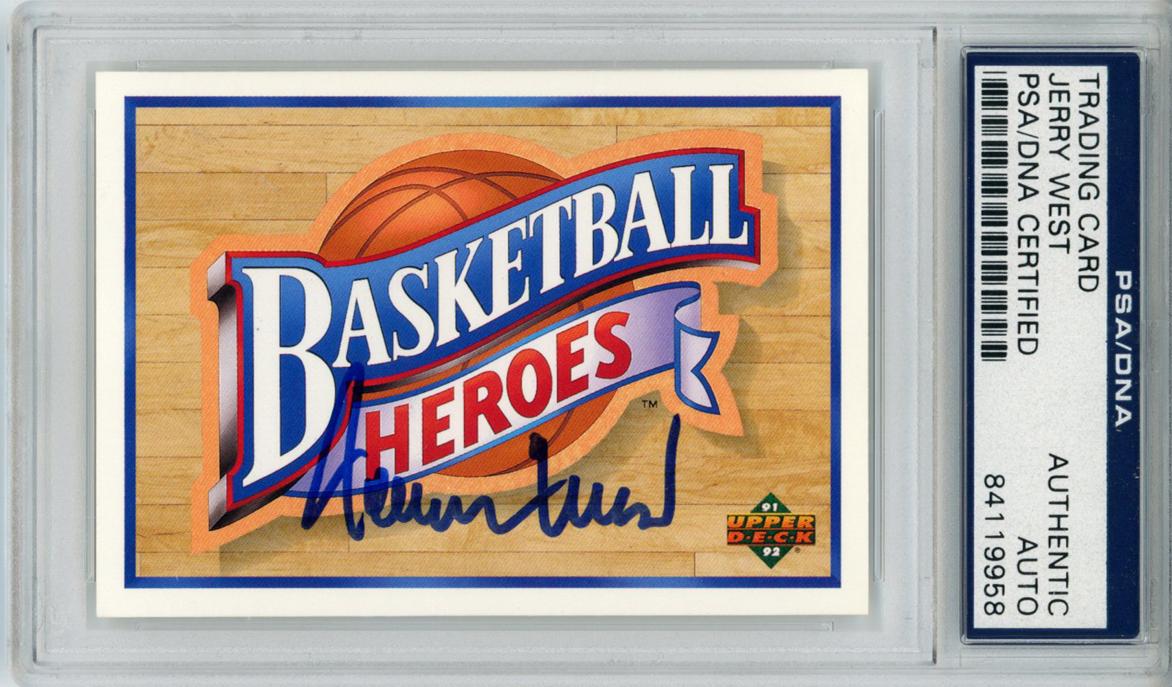 Jerry West Signed 1992 Upper Deck Basketball Heroes Card PSA Slab 32893