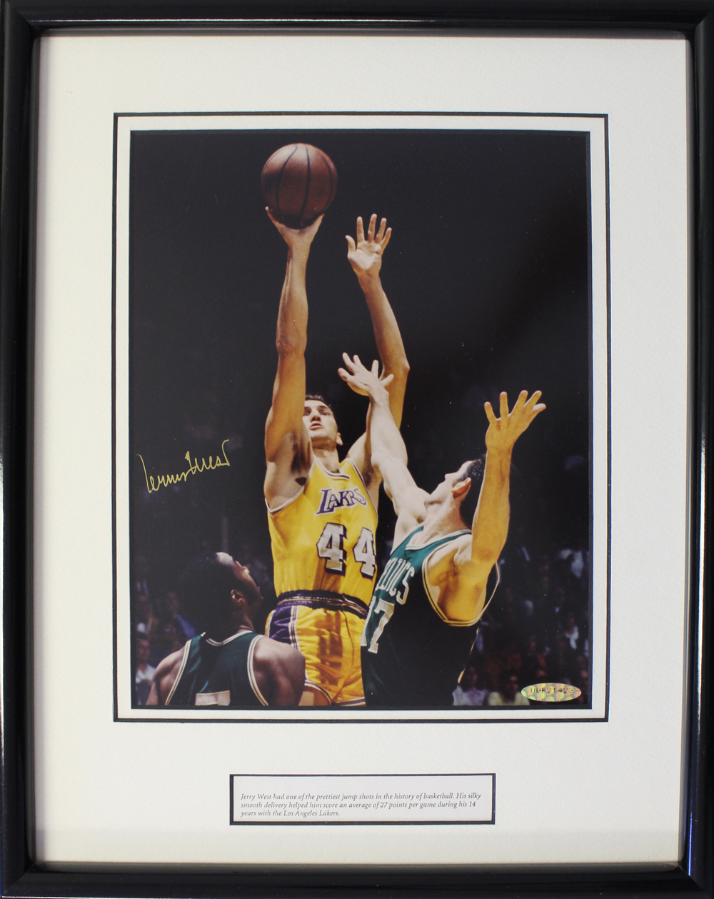 Jerry West Autographed Los Angeles Lakers Framed 8x10 Photo UDA
