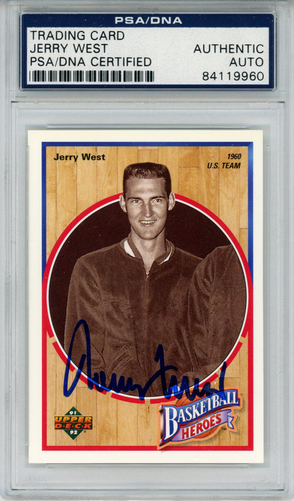 Jerry West Signed 1992 Upper Deck Basketball Heroes Card 2/9 PSA Slab 32895