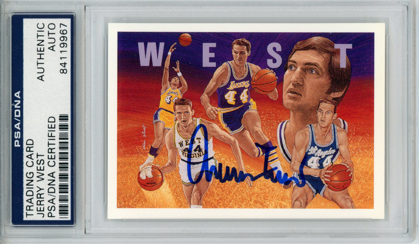Jerry West Signed 1992 Upper Deck Basketball Heroes Card 9/9 PSA Slab 32901