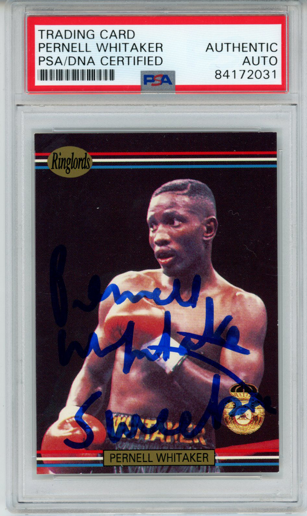 Pernell Whitaker Autographed 1991 Ringlords #34 Trading Card PSA Slab 32625