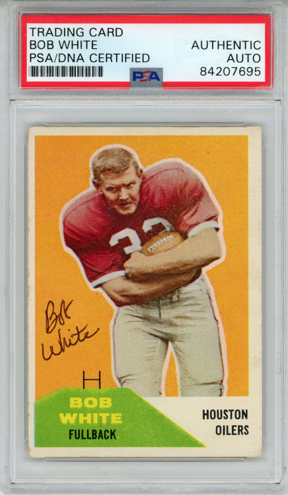 Bob White Autographed 1960 Fleer #4 Rookie Card PSA Slab