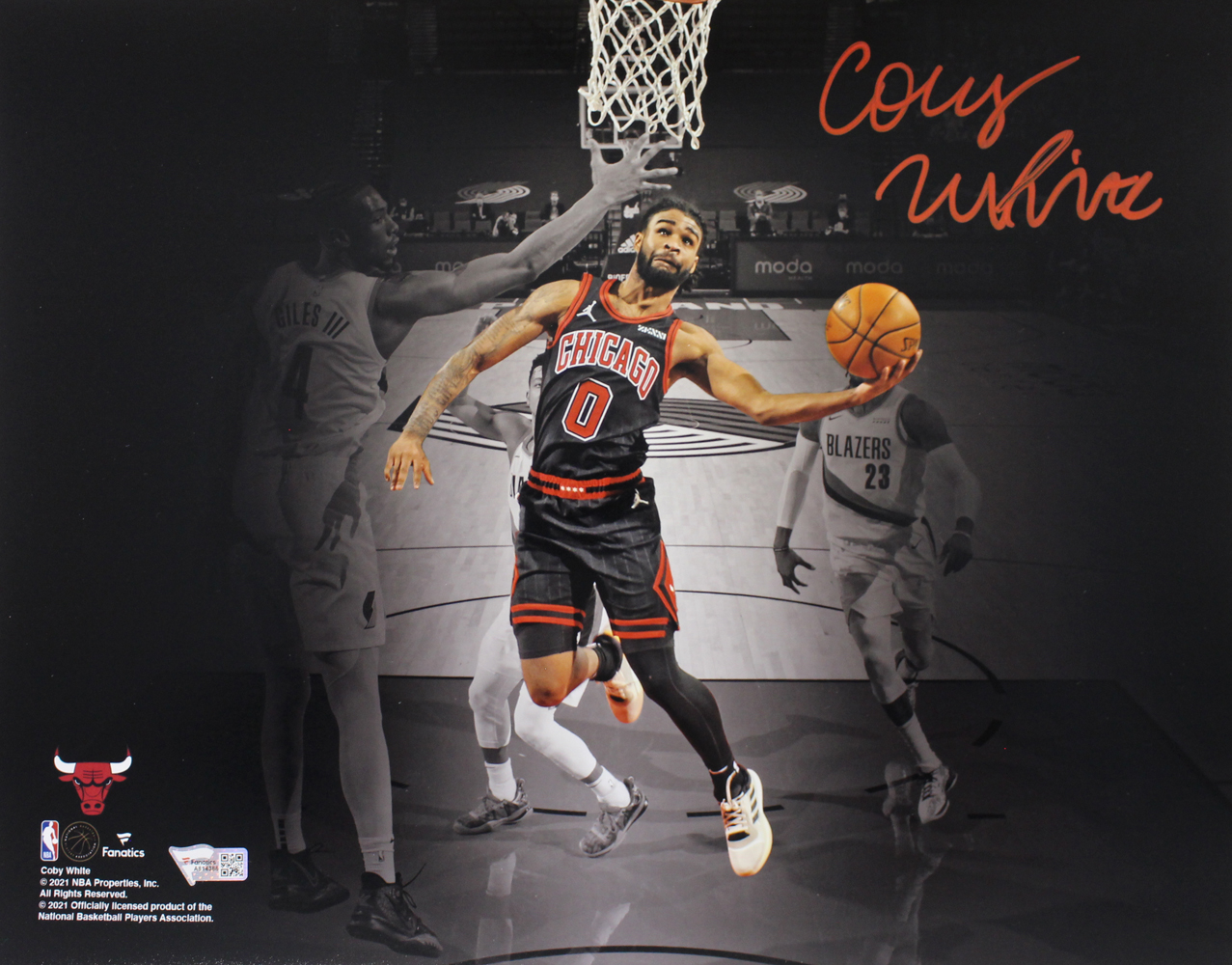 Coby White Autographed Chicago Bulls Spotlight 11x14 Photograph Fanatics