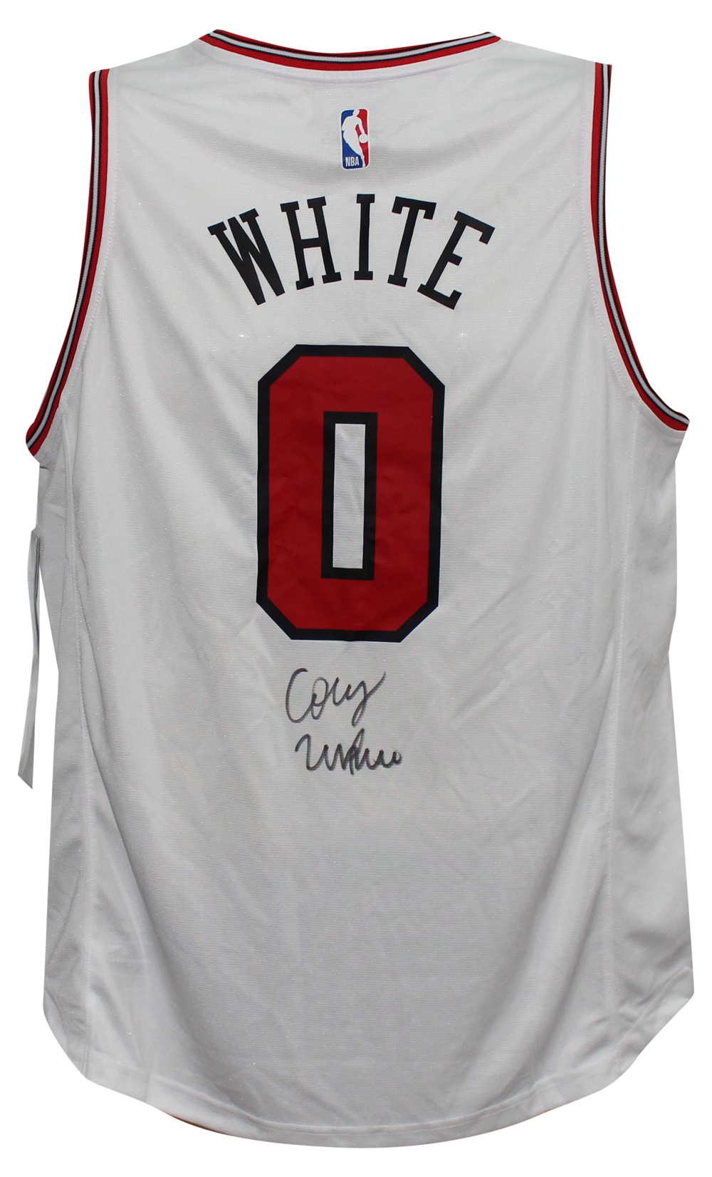 Coby White Autographed Chicago Bulls White Jersey Full Signature FAN